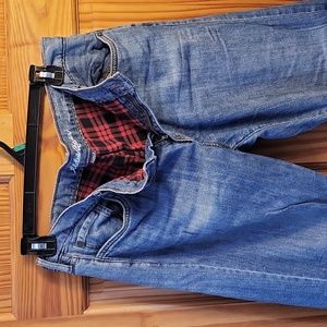 Eddie Bauer 8 flannel lined jeans boyfriend light denim